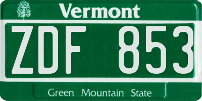 VT license plate ZDF853