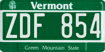 VT license plate ZDF854