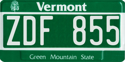 VT license plate ZDF855