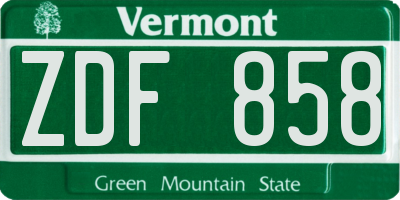 VT license plate ZDF858