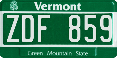 VT license plate ZDF859