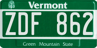 VT license plate ZDF862