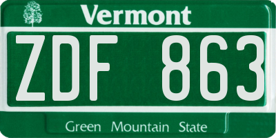VT license plate ZDF863