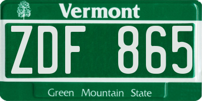 VT license plate ZDF865