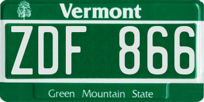 VT license plate ZDF866