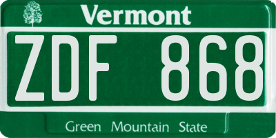 VT license plate ZDF868