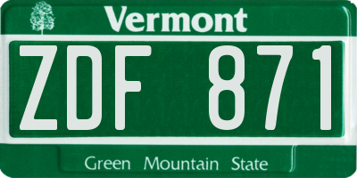 VT license plate ZDF871
