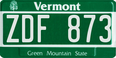 VT license plate ZDF873