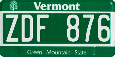 VT license plate ZDF876
