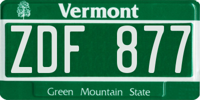 VT license plate ZDF877