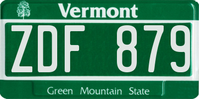 VT license plate ZDF879