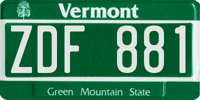 VT license plate ZDF881