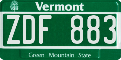 VT license plate ZDF883