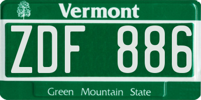VT license plate ZDF886