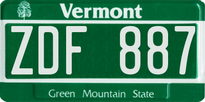 VT license plate ZDF887
