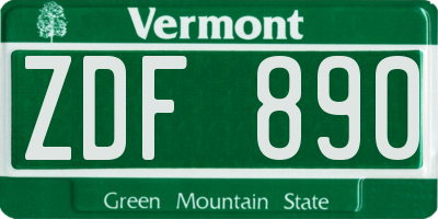 VT license plate ZDF890