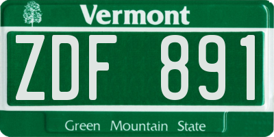 VT license plate ZDF891