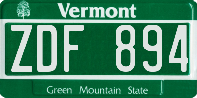 VT license plate ZDF894