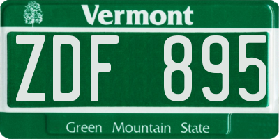 VT license plate ZDF895