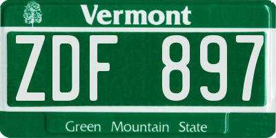 VT license plate ZDF897