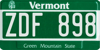 VT license plate ZDF898