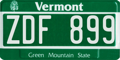VT license plate ZDF899