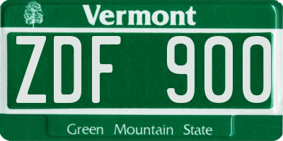 VT license plate ZDF900