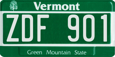 VT license plate ZDF901