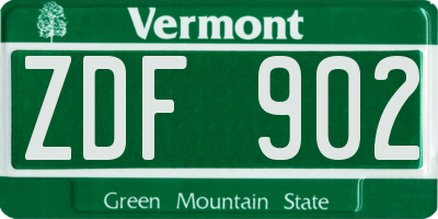 VT license plate ZDF902