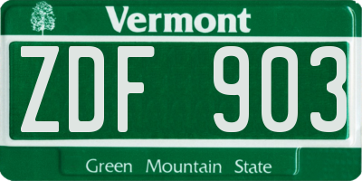 VT license plate ZDF903