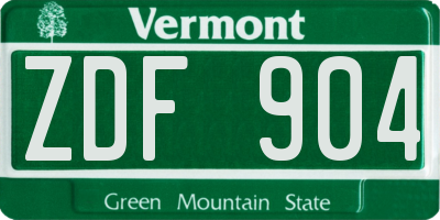 VT license plate ZDF904