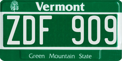 VT license plate ZDF909