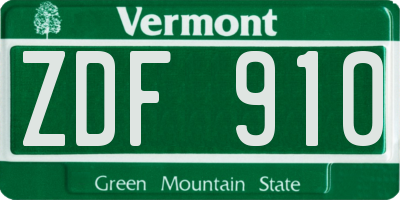 VT license plate ZDF910
