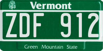 VT license plate ZDF912