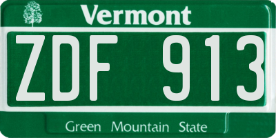 VT license plate ZDF913