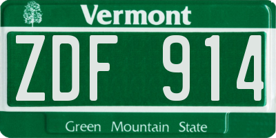 VT license plate ZDF914