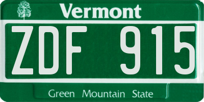 VT license plate ZDF915