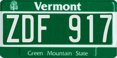 VT license plate ZDF917
