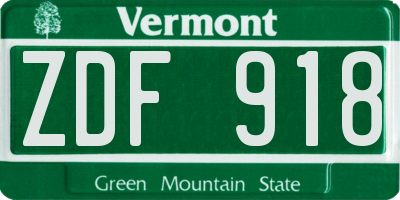 VT license plate ZDF918