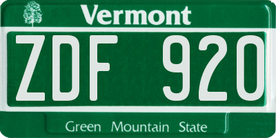 VT license plate ZDF920