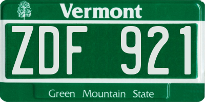 VT license plate ZDF921
