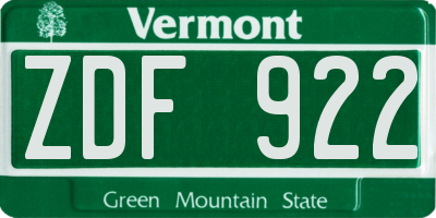 VT license plate ZDF922