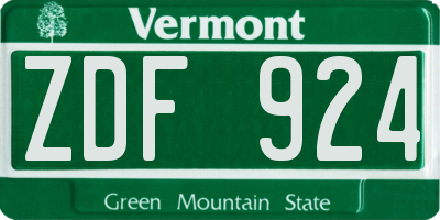 VT license plate ZDF924