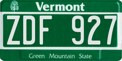 VT license plate ZDF927