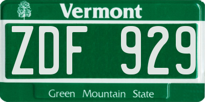 VT license plate ZDF929