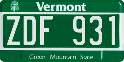 VT license plate ZDF931