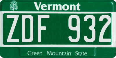 VT license plate ZDF932