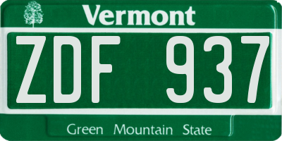 VT license plate ZDF937