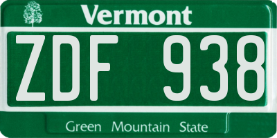 VT license plate ZDF938