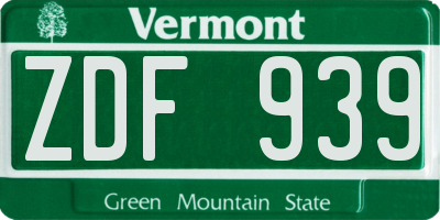 VT license plate ZDF939